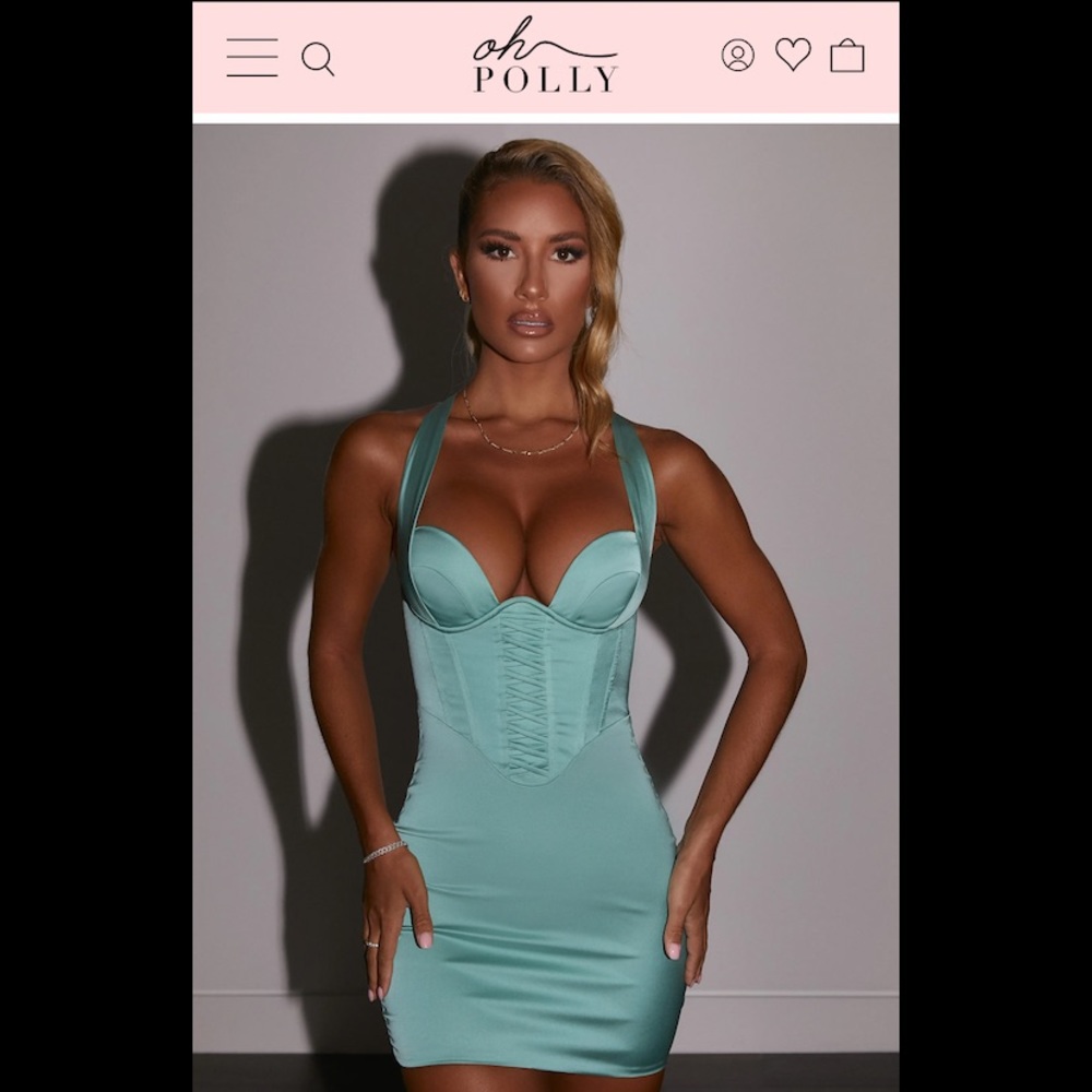 Oh Polly Dress  ➡️ Deluxe Edition: ✨Corset Satin Mini Dress In Teal ✨